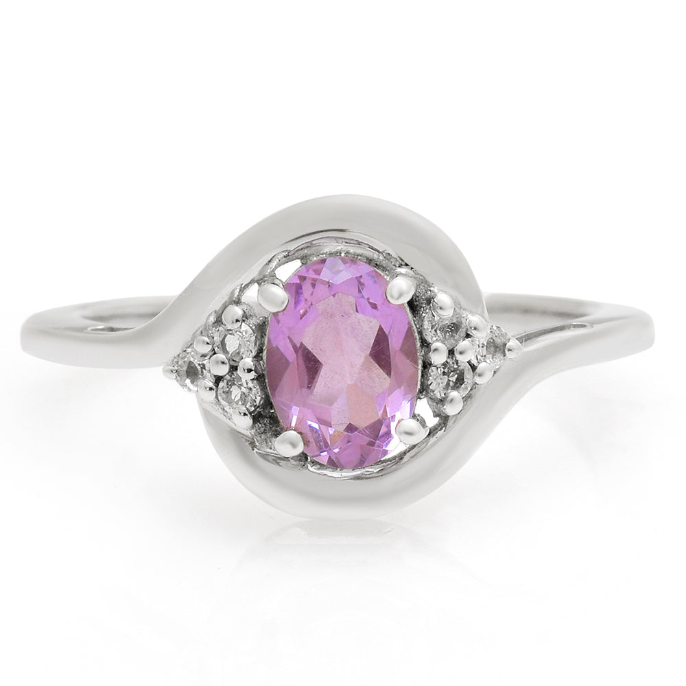 Silberring mit brasilianischem Amethyst und weißem Topas 1 