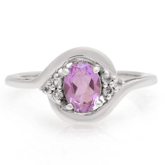 Silberring mit brasilianischem Amethyst und weißem Topas