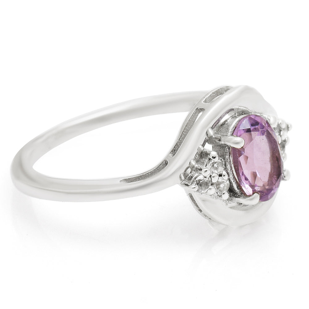 Silberring mit brasilianischem Amethyst und weißem Topas