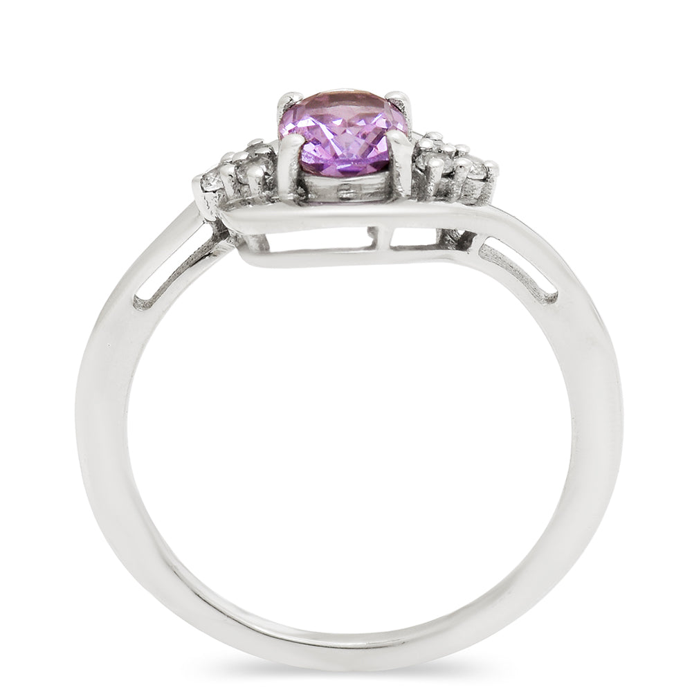 Silberring mit brasilianischem Amethyst und weißem Topas
