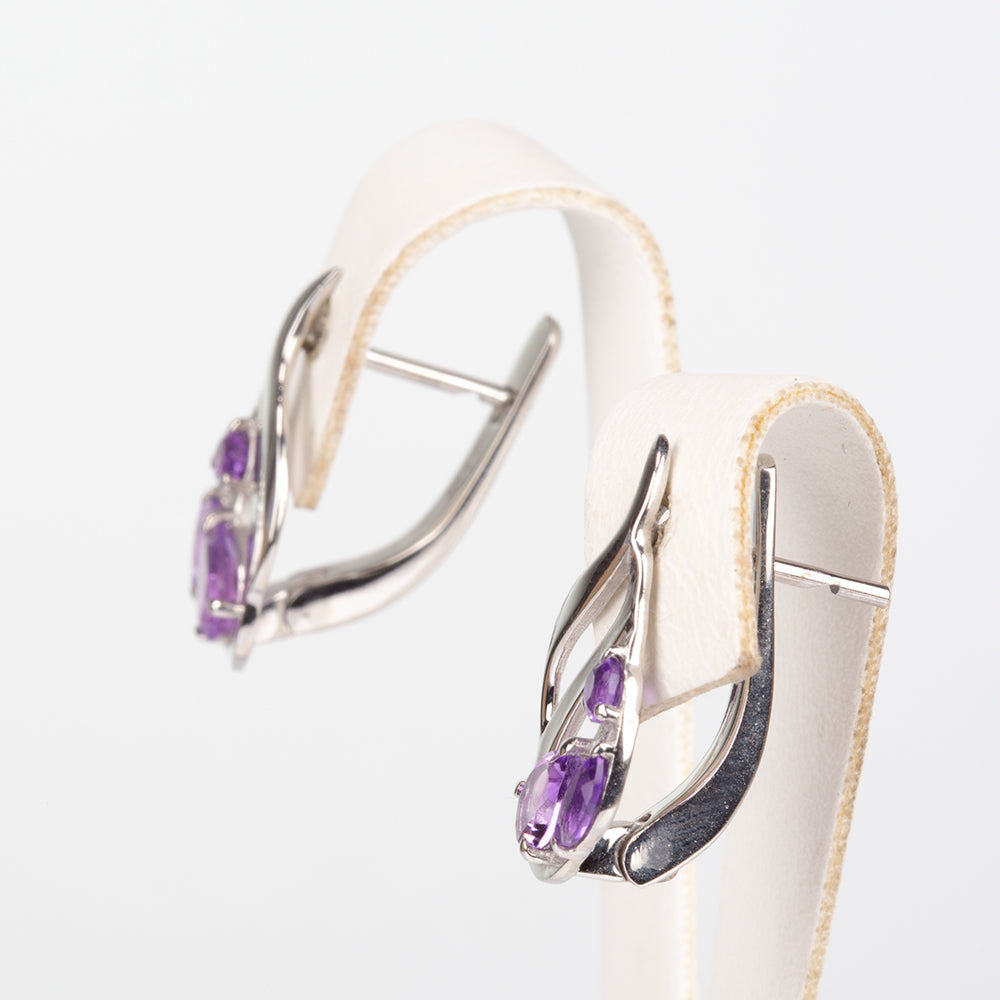 Silberohrringe mit brasilianischem Amethyst 2 