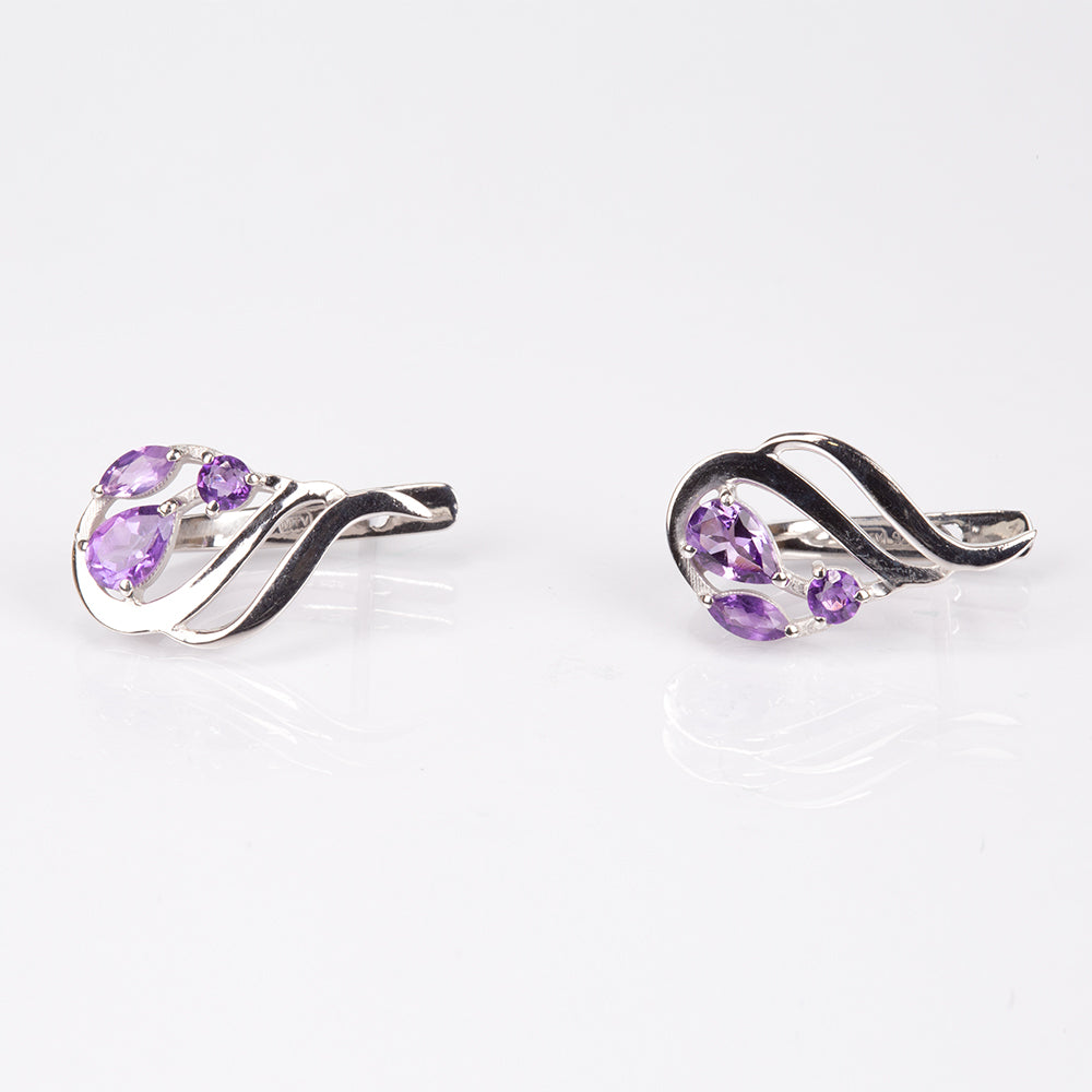 Silberohrringe mit brasilianischem Amethyst 1 