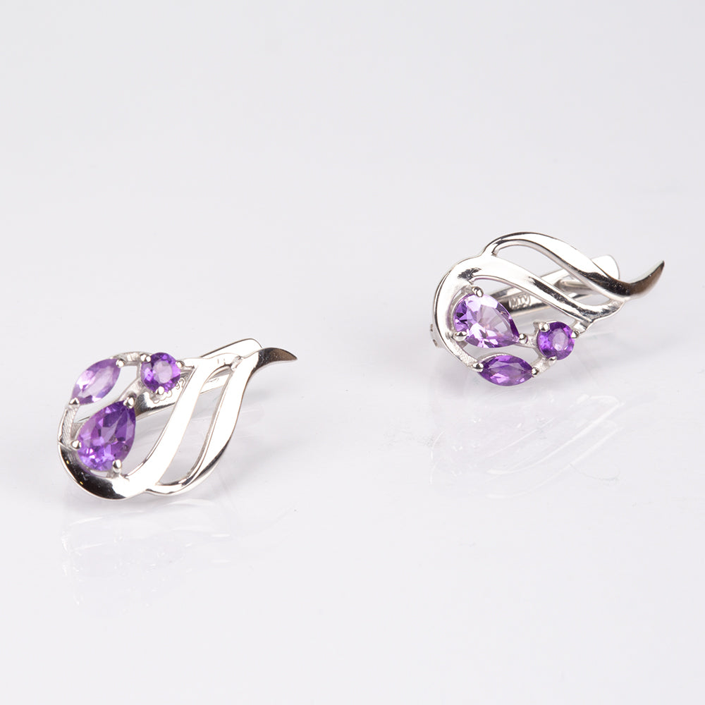 Silberohrringe mit brasilianischem Amethyst 3 