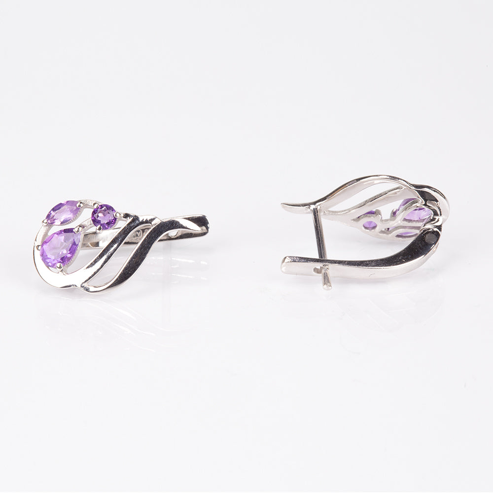 Silberohrringe mit brasilianischem Amethyst 4 