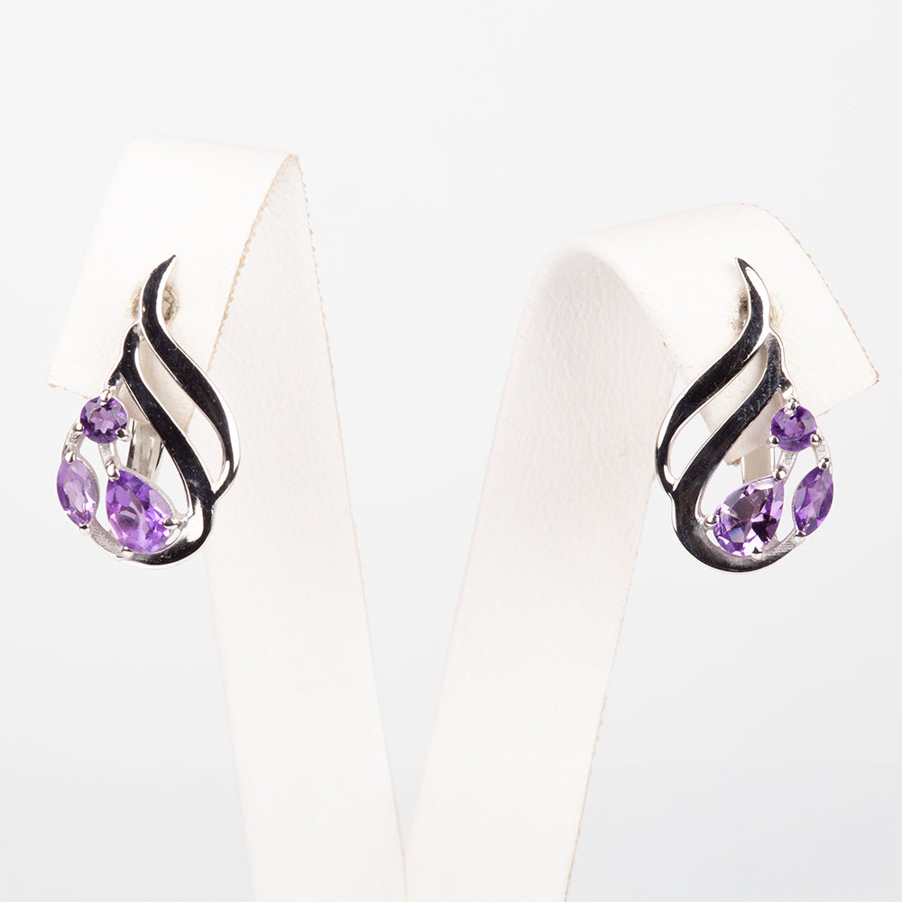 Silberohrringe mit brasilianischem Amethyst