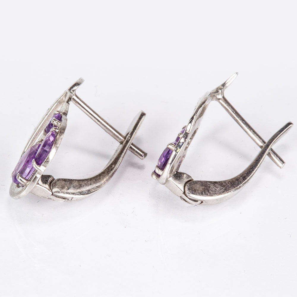 Silberohrringe mit brasilianischem Amethyst