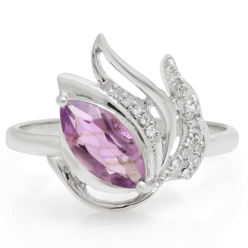 Silberring mit brasilianischem Amethyst und weißem Topas