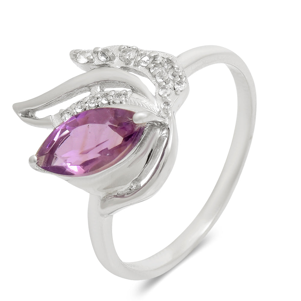 Silberring mit brasilianischem Amethyst und weißem Topas