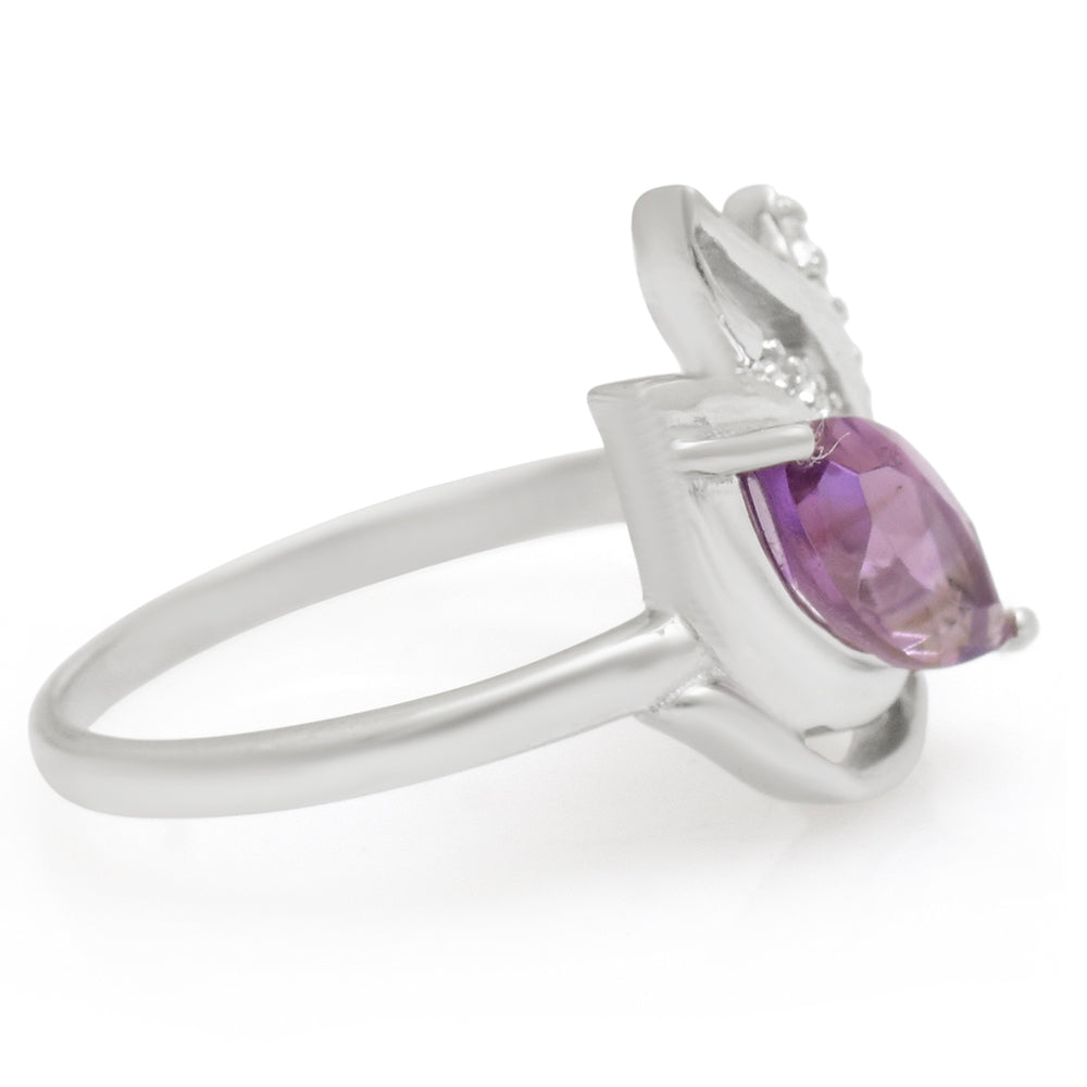 Silberring mit brasilianischem Amethyst und weißem Topas 3 