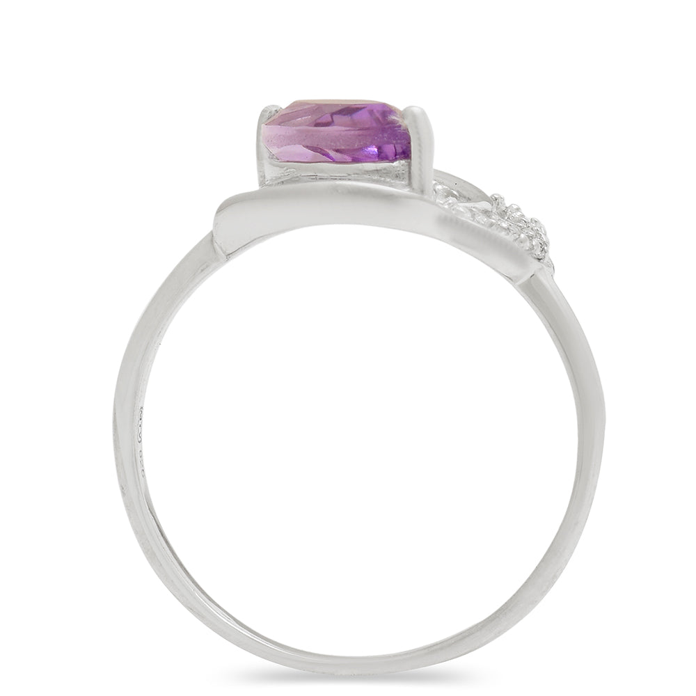 Silberring mit brasilianischem Amethyst und weißem Topas 4 