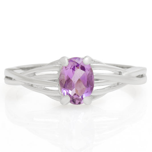 Silberring mit brasilianischem Amethyst