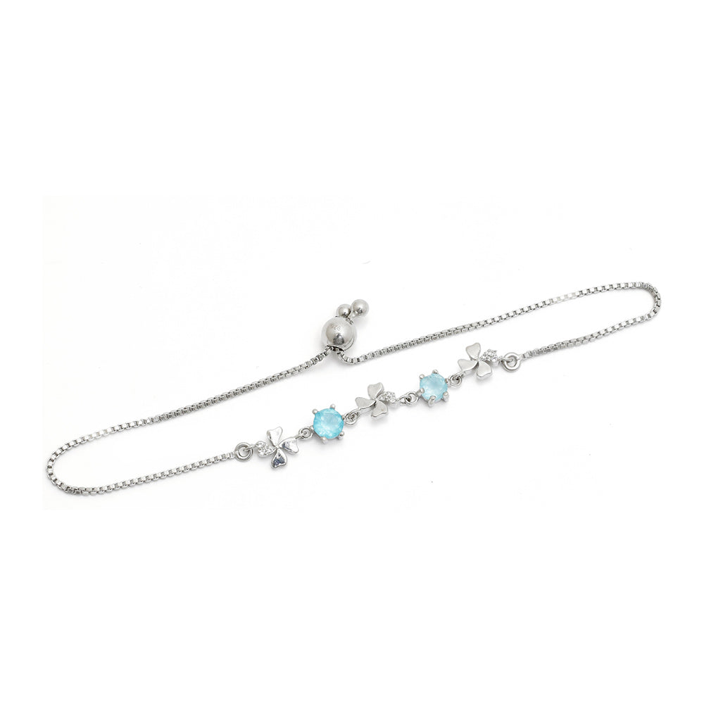 Silberarmband mit madagassischem blauem Apatit und weißem Topas 2 