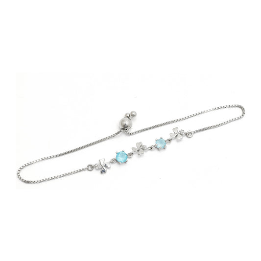 Silberarmband mit madagassischem blauem Apatit und weißem Topas