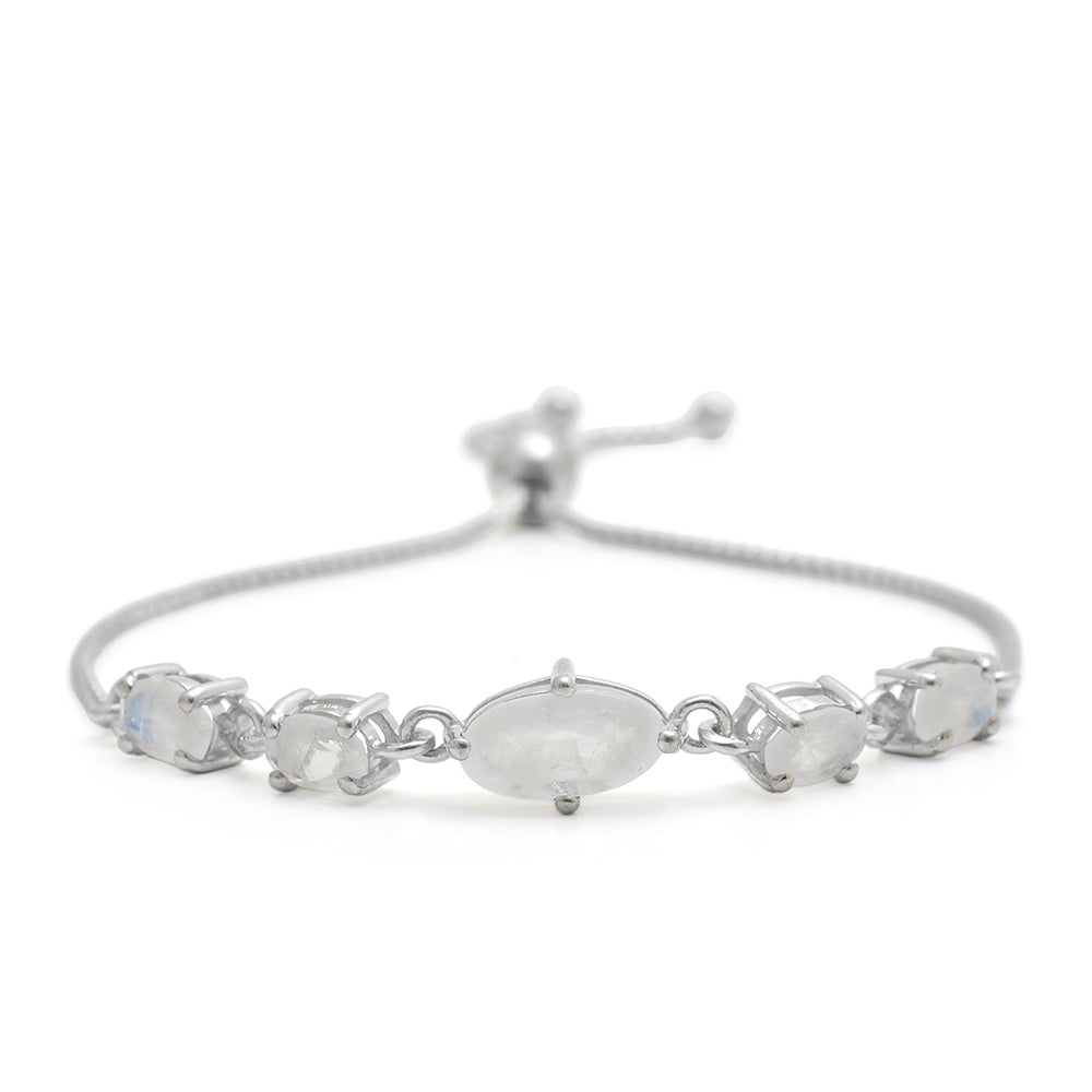 Silberarmband mit Regenbogenmondstein 4 