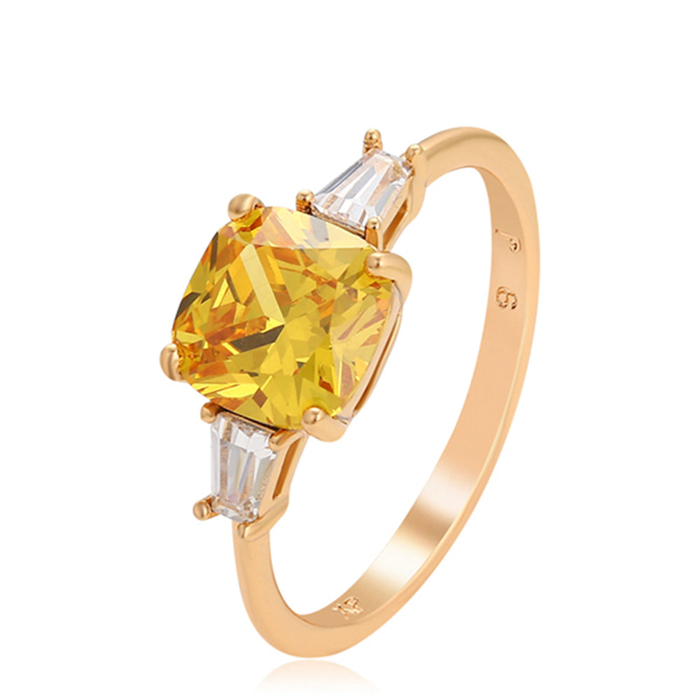 Ring aus goldplattierterr Legierung mit gelbem Emporia®-Kristall und weißem Emporia® Kristall 1 