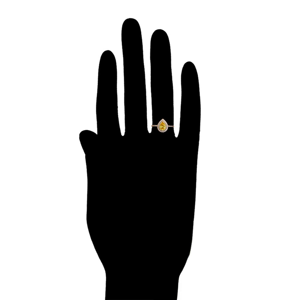 Ring aus goldplattierterr Legierung mit gelbem Emporia®-Kristall und weißem Emporia® Kristall
