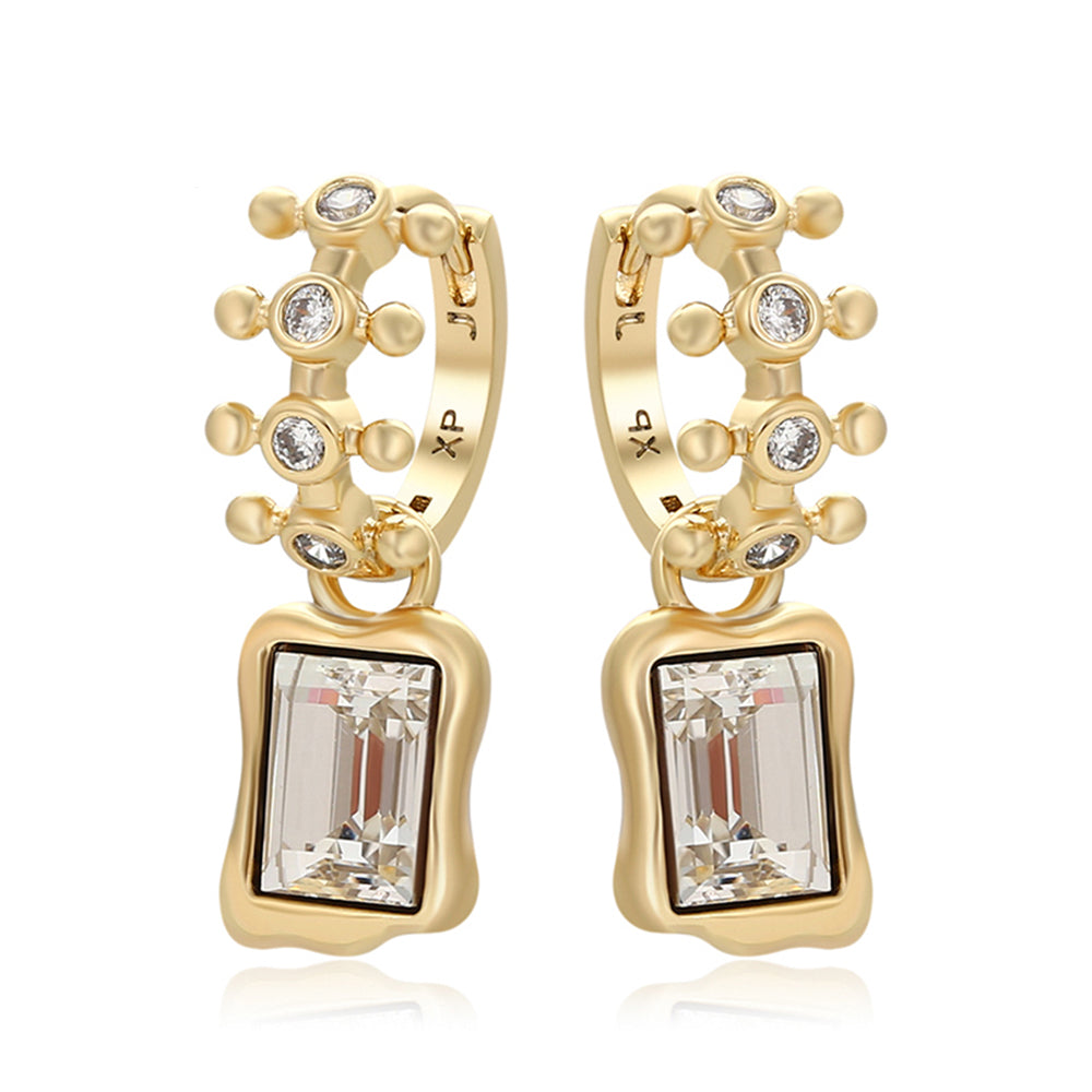 Ohrringe aus goldplattierter Legierung mit weißem Emporia® Kristall 1 