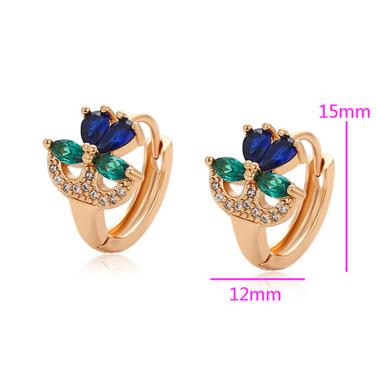 Ohrringe aus goldplattierter Legierung mit grünem Emporia® Kristall und blauem Emporia®-Kristall