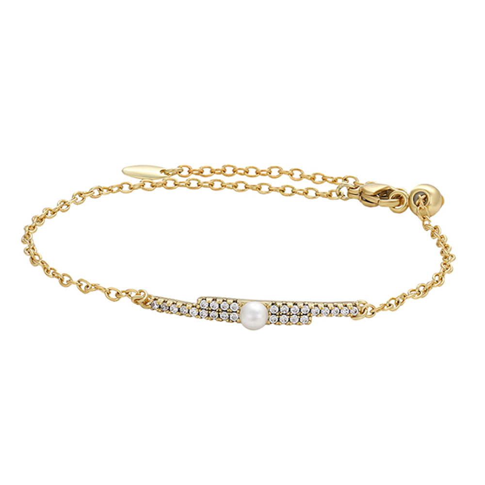 Armband aus goldplattiertesr Legierung mit Glasperle und weißem Emporia® Kristall