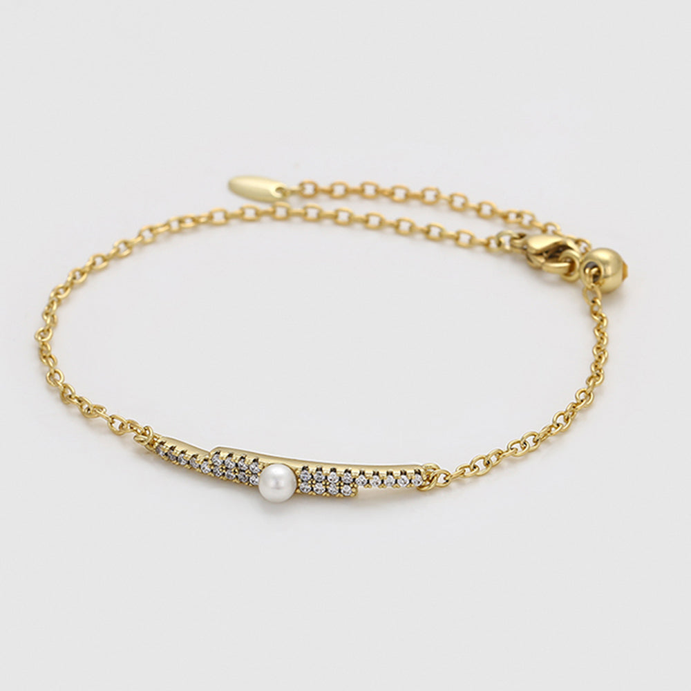 Armband aus goldplattiertesr Legierung mit Glasperle und weißem Emporia® Kristall