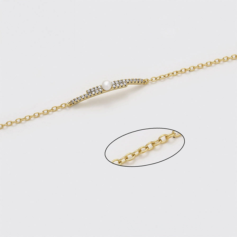 Armband aus goldplattiertesr Legierung mit Glasperle und weißem Emporia® Kristall