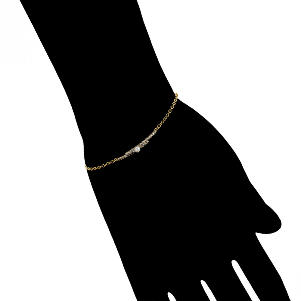 Armband aus goldplattiertesr Legierung mit Glasperle und weißem Emporia® Kristall 9 
