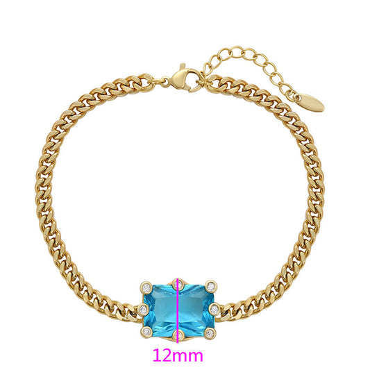 Armband aus goldplattiertesr Legierung mit blauem Emporia®-Kristall