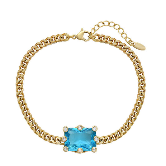 Armband aus goldplattiertesr Legierung mit blauem Emporia®-Kristall