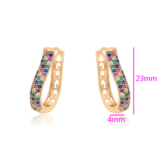 Ohrringe aus goldplattierter Legierung mit rotem Emporia®-Kristall und blauem Emporia®-Kristall