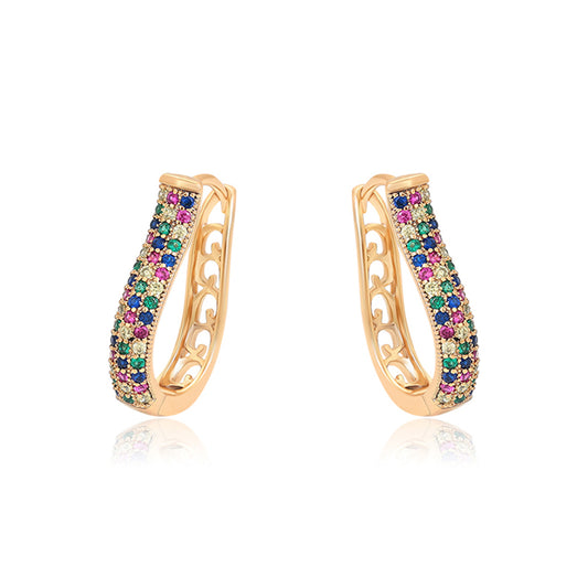 Ohrringe aus goldplattierter Legierung mit rotem Emporia®-Kristall und blauem Emporia®-Kristall