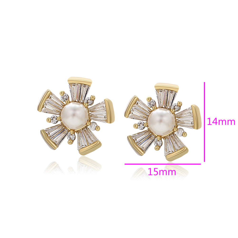 Ohrringe aus goldplattierter Legierung mit Glasperle und weißem Emporia® Kristall 2 