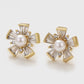 Ohrringe aus goldplattierter Legierung mit Glasperle und weißem Emporia® Kristall