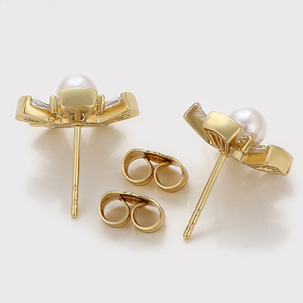 Ohrringe aus goldplattierter Legierung mit Glasperle und weißem Emporia® Kristall 6 
