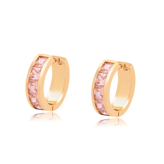 Ohrringe aus goldplattierter Legierung mit rosafarbenem Emporia® Kristall