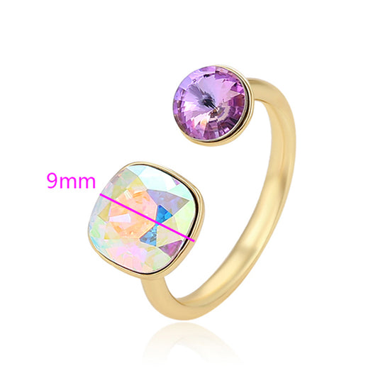Ring aus goldplattierterr Legierung mit purpurfarbenem Emporia® Kristall und weißem Emporia® Kristall