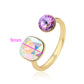 Ring aus goldplattierterr Legierung mit purpurfarbenem Emporia® Kristall und weißem Emporia® Kristall