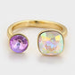 Ring aus goldplattierterr Legierung mit purpurfarbenem Emporia® Kristall und weißem Emporia® Kristall