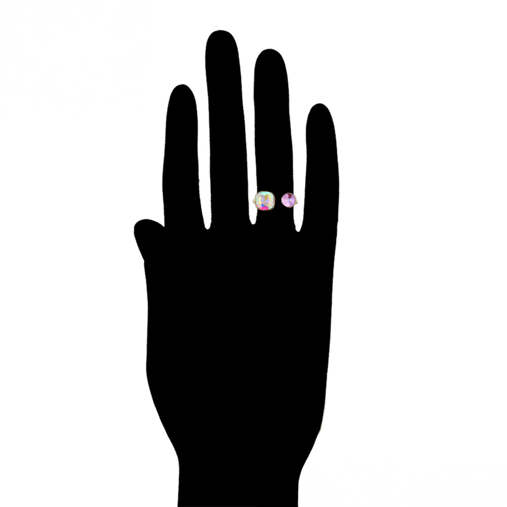 Ring aus goldplattierterr Legierung mit purpurfarbenem Emporia® Kristall und weißem Emporia® Kristall 8 