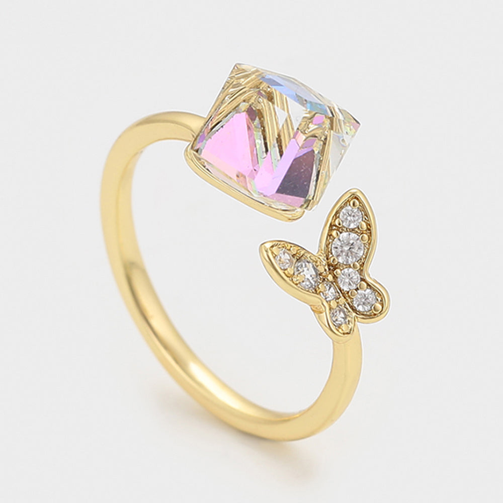 Ring aus goldplattierterr Legierung mit weißem Emporia® Kristall 3 
