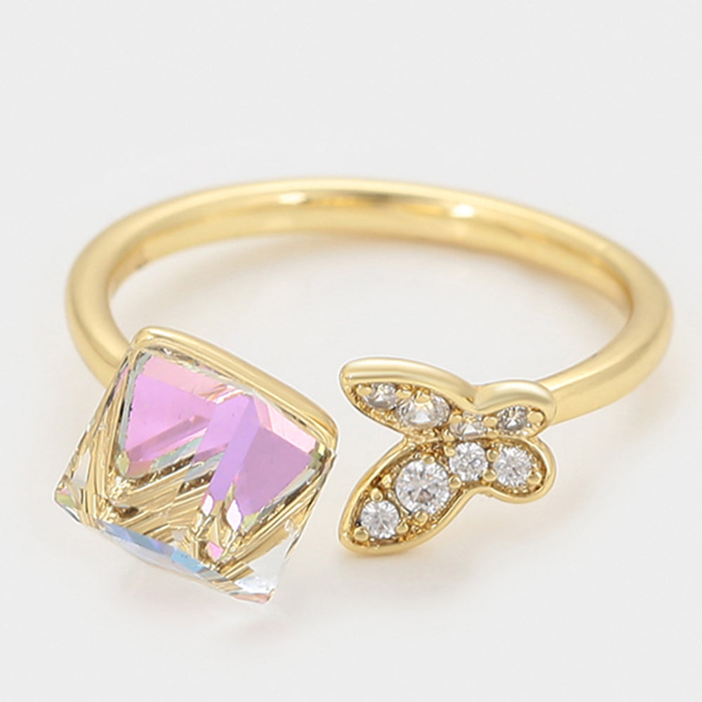 Ring aus goldplattierterr Legierung mit weißem Emporia® Kristall 6 