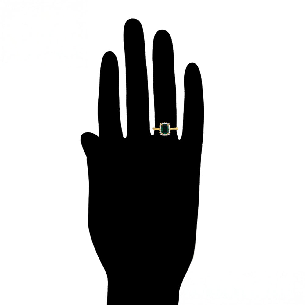 Ring aus goldplattierterr Legierung mit grünem Emporia® Kristall und weißem Emporia® Kristall 8 
