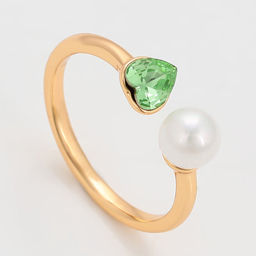 Ring aus goldplattierterr Legierung mit Glasperle und grünem Emporia® Kristall 3 