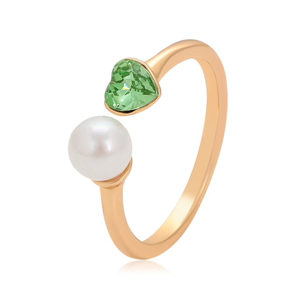 Ring aus goldplattierterr Legierung mit Glasperle und grünem Emporia® Kristall 1 