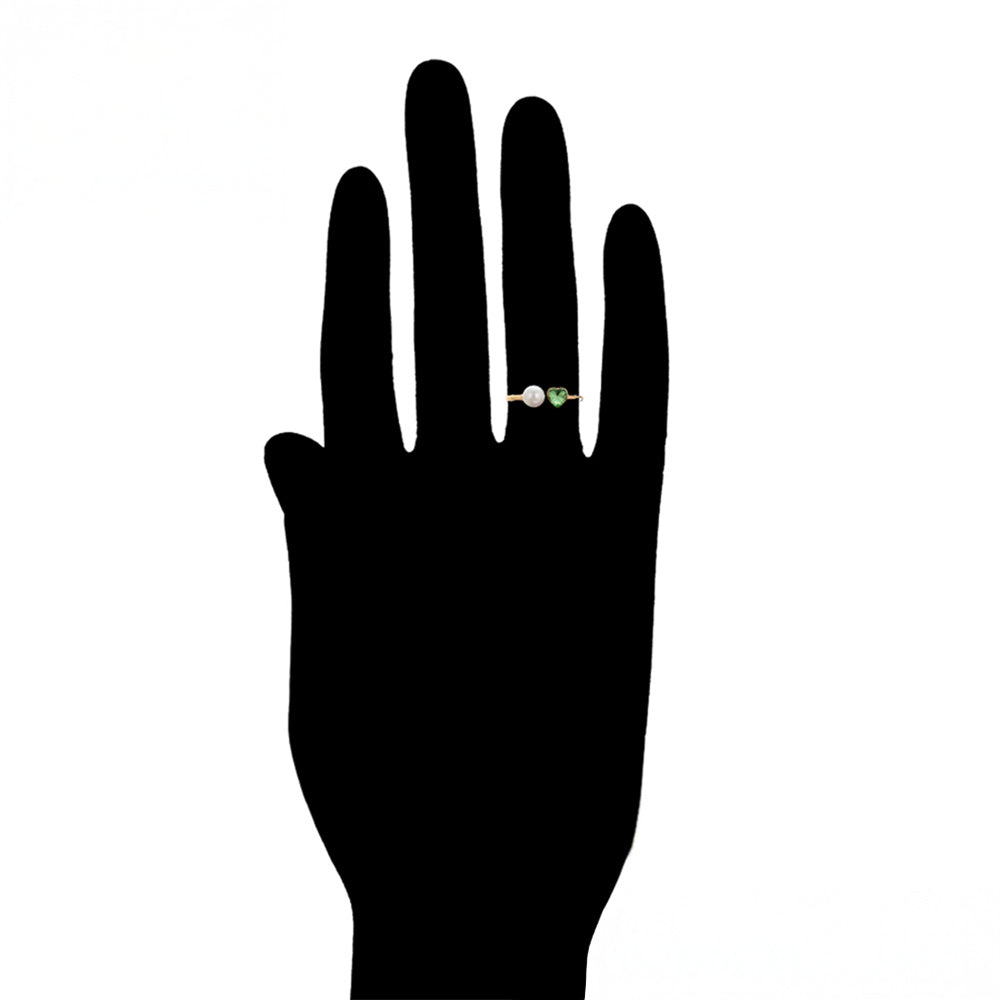 Ring aus goldplattierterr Legierung mit Glasperle und grünem Emporia® Kristall 8 