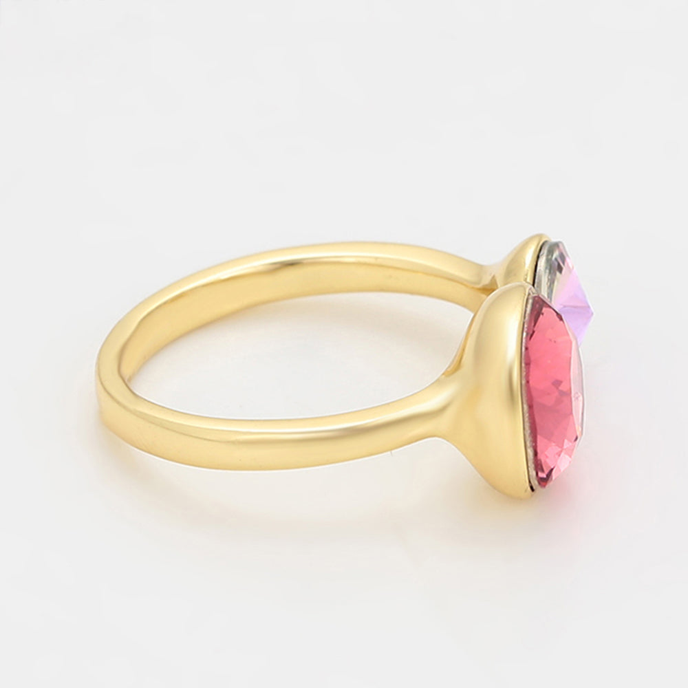 Ring aus goldplattierterr Legierung mit rosafarbenem Emporia® Kristall 3 