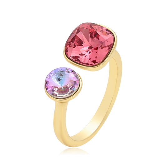 Ring aus goldplattierterr Legierung mit rosafarbenem Emporia® Kristall