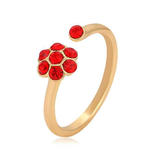 Ring aus goldplattierterr Legierung mit rotem Emporia®-Kristall