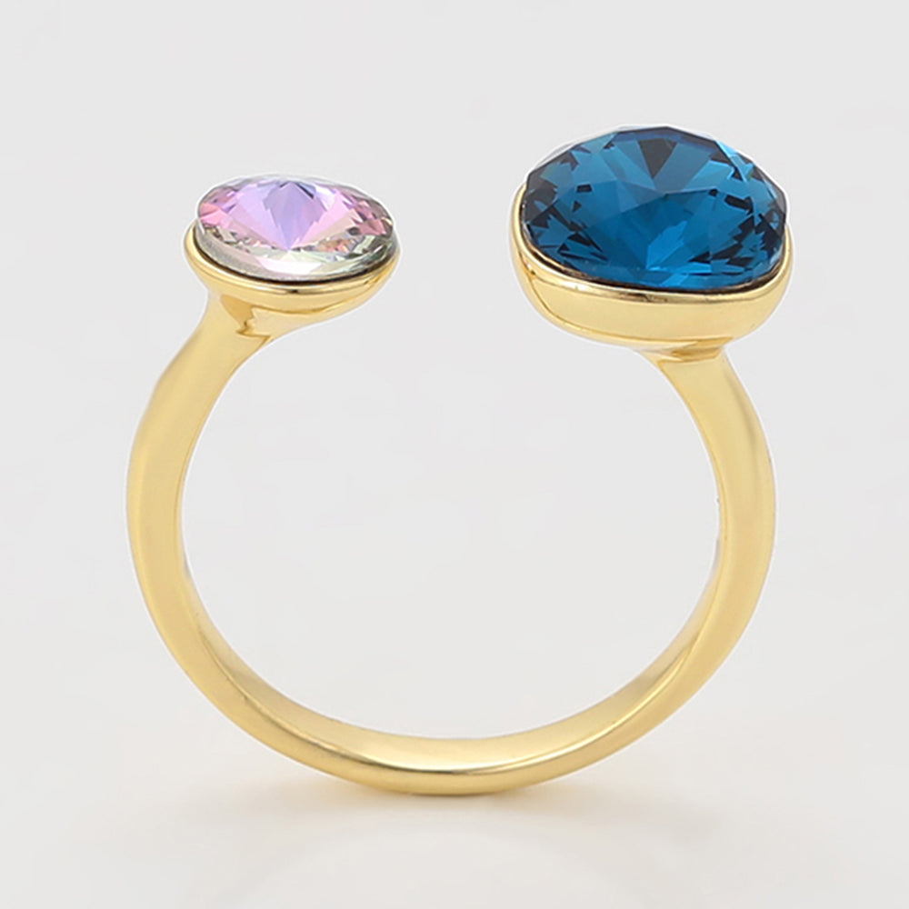 Ring aus goldplattierterr Legierung mit purpurfarbenem Emporia® Kristall und blauem Emporia®-Kristall 4 