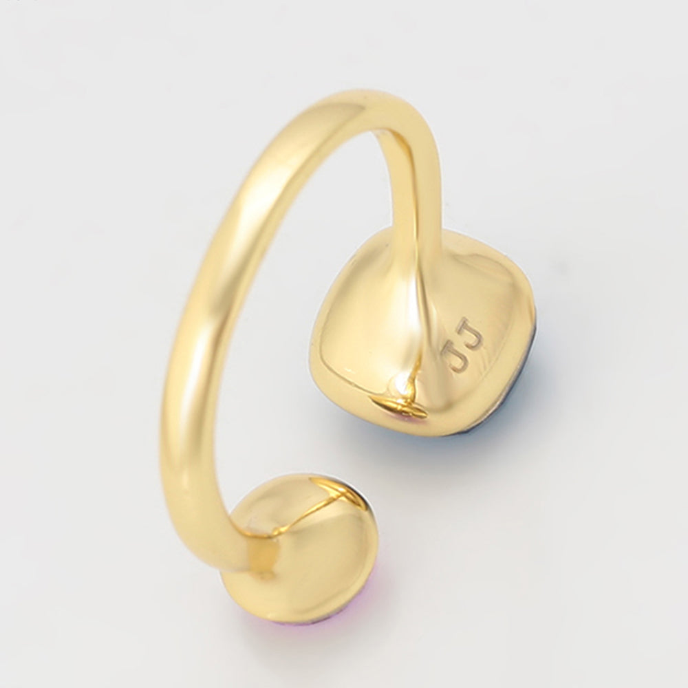 Ring aus goldplattierterr Legierung mit purpurfarbenem Emporia® Kristall und blauem Emporia®-Kristall 7 