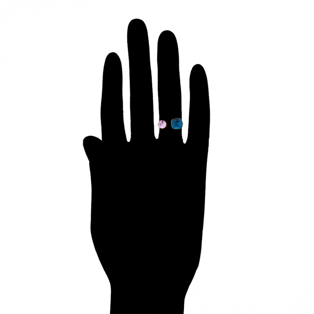 Ring aus goldplattierterr Legierung mit purpurfarbenem Emporia® Kristall und blauem Emporia®-Kristall 8 